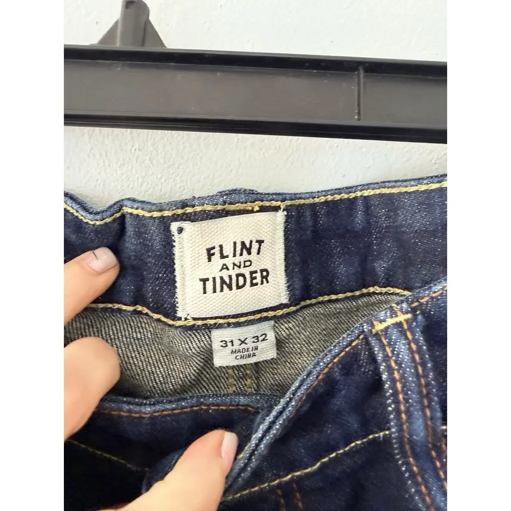 Flint and Tinder Straight Fit Jeans Dark Wash 31x32 Stretch Denim